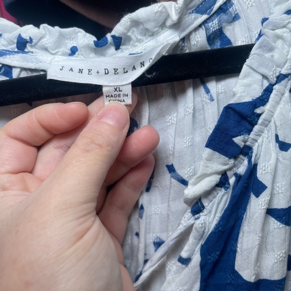 Jane + Delancey Blue and White Women's Blouse - Picture 5 of 7